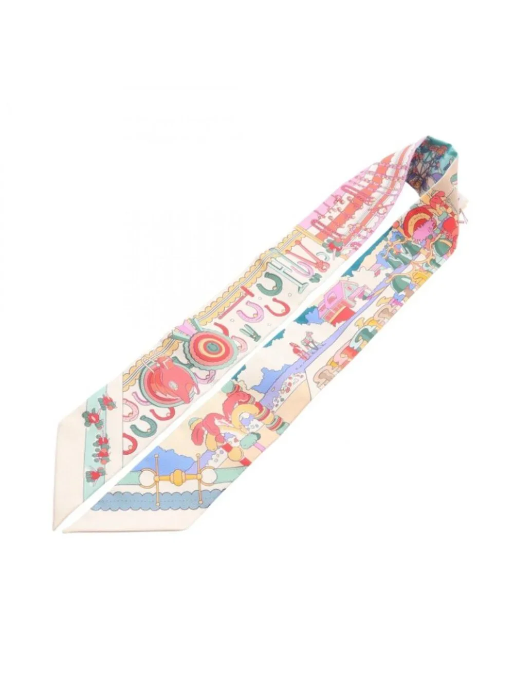 Hermes Scarf Twilly Pony Pit Stop Ribbon Silk
